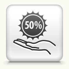 White Square Button with Sale Sign N2