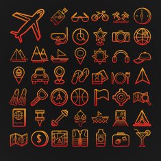 Set of 46 vector travel icons