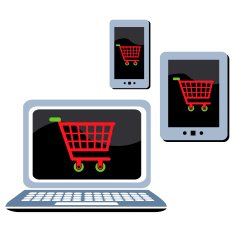 e-commerce on electronic devices shopping cart