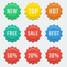Vector colorful shopping related badges