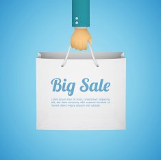 flat style illustration with hand holding paper bag N2