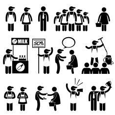 Promoter Salesman Customers at Shopping Mall Stick Figure Pictogram Icons N2