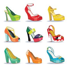 Colorful fashion women's High heel shoes White background N2