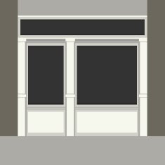 Shopfront with Black Windows Light Store Facade Vector N3