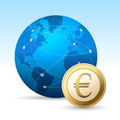 Globe and Euro coin