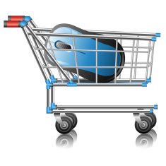 Shopping cart with a computer mouse