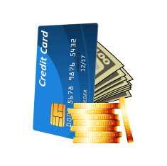 Credit card with cash and golden coins N2