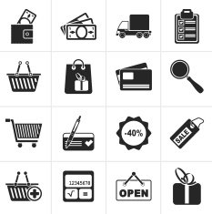 Black Shopping and website icons