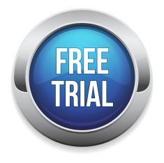 Blue round free trial button