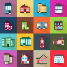 Houses icons set flat style