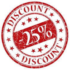 25 discount stamp