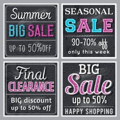 Black square banners with sale offer vector