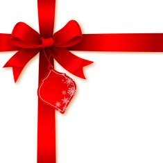 Ribbon Bow with Christmas Bubble Tag