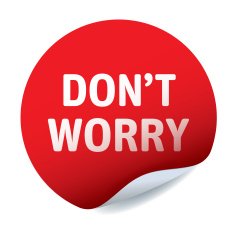Red vector sticker text DON'T WORRY
