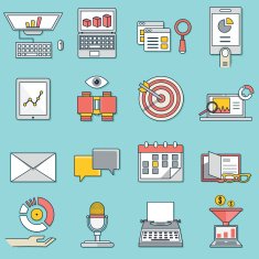 Set of business icons Flat line style - part 2