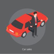 Car sales concept design 3d isometric vector illustration N2