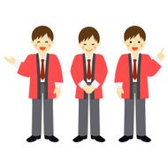 Male salesclerk in &rdquo;happi&rdquo;