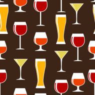 Alcoholic Glass Silhouette Seamless Pattern Background Vector Il N12