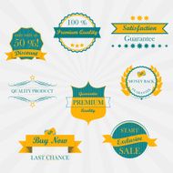 Set of vintage sale labels stickers and ribbons N2
