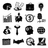 Business Icons Black And White Set