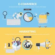 Set of flat design style concepts for e-commerce marketing