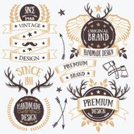 Graceful ribbon banners labels and badges set Set 3
