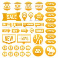 Yellow Sale Banners Ribbons Labels