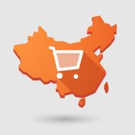 China map icon with a shopping cart