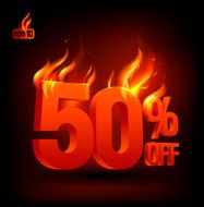 Fiery 50 percent off sale background