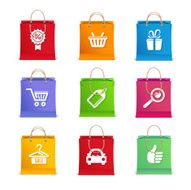 Vector Shopping icon set on shopping bag