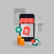 vector mobile shopping concept illustration