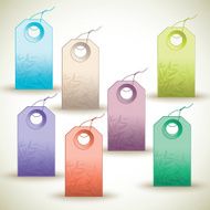 Colorful tags on white background
