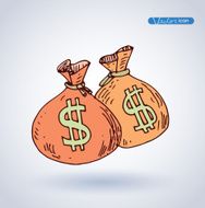 Bank icon money hand drawn illustration N4