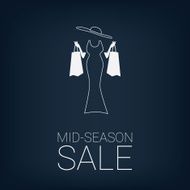 Mid season sales poster Fashion clothes discounts Elegant woman in N2