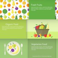 Banners or cards with fruits plate and basket