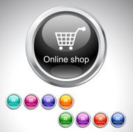 Online shop button with shopping cart icon N2
