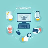 Flat design concept of online shop and e-commerce