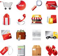 shopping icons detailed vector set