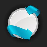 Promotional badge with colored ribbon on dark background N2
