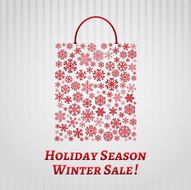 Christmas background with a shopping bag from snowflakes N2