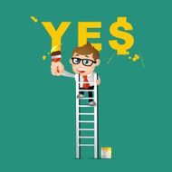 People Set - Business Office man painting the dollar sign