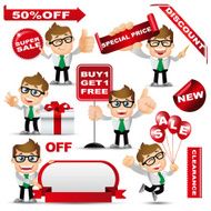 People Set - Shopping Man with sale design set