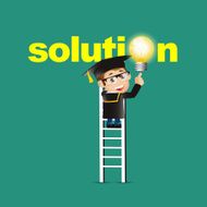 Graduate student Man pointing solution symbol N2