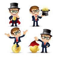 People Set - Business Businessmen Magician money