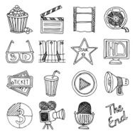 Cinema movie vintage icons set