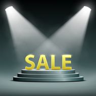 word sale located on the podium and floodlit N2