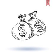 Bank icon money hand drawn illustration N5