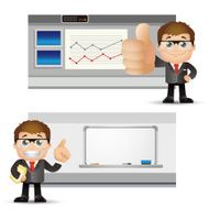 People Set - Business Businessman with chart and board