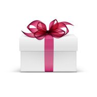 Vector Box with Red Ribbon and Bow Isolated on Background N2