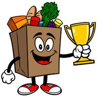 Grocery Bag with Trophy